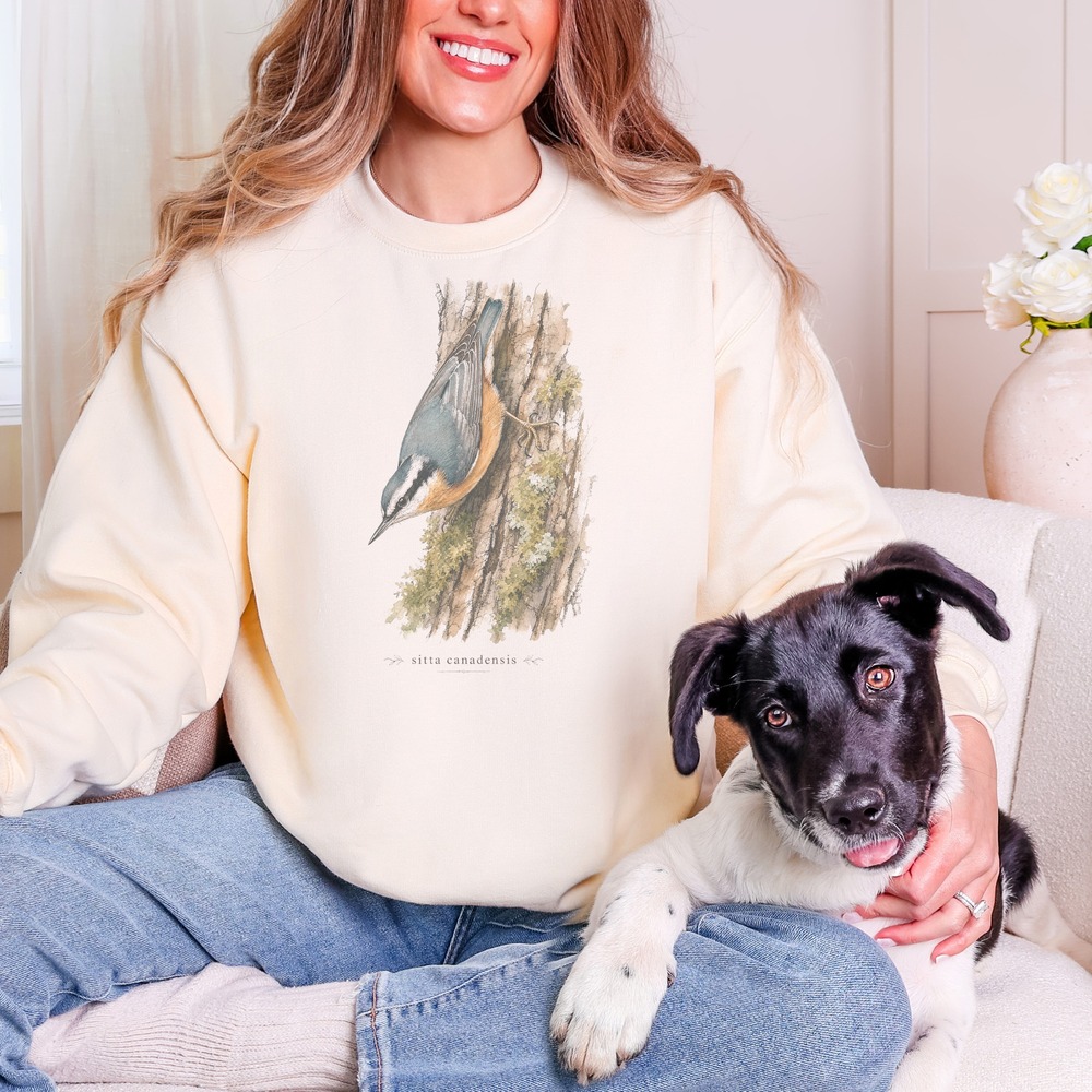 Sitta Canadensis Nuthatch Descending the Trunk Sweatshirt
